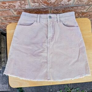BRANDY MELVILLE Juliette Corduroy Short Mini Skirt Women XS Pink Pastel Raw Hem